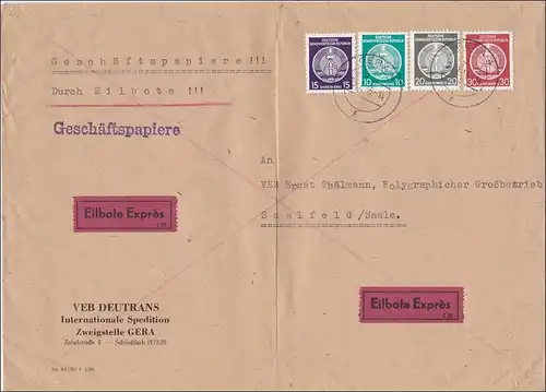 RDA: documents d'affaires 1955 comme messager de Gera à Saalfeld