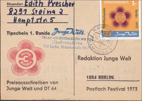 RDA: 1972: Bild von Steina zu Berlin - Rédaction Jeune Welt, FDJ