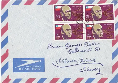 DDR:  1974: Luftpostbrief aus Berlin nach Zürich