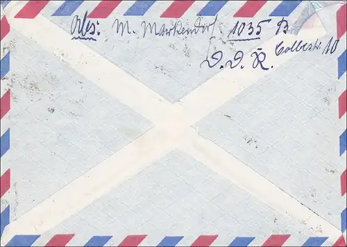 RDA: 1974: lettre postale de Berlin à Zurich