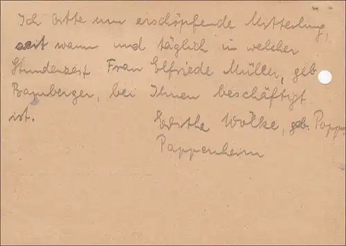 DDR:  1953: Ganzsache als Einschreiben von Pappenheim nach Schmalkhalden