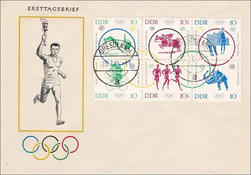 RDA: 1964: FDC Dresden - Olympiades