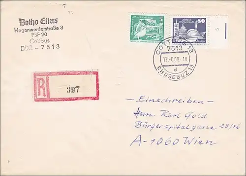 RDA: 1989: lettre recommandée de Cottbus à Vienne