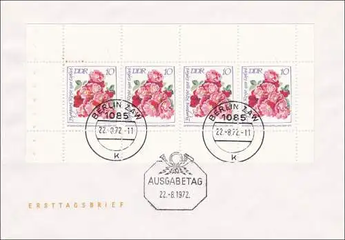 DDR: 1972: FDC Berlin - Blumen Kleinbogen