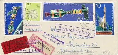 1975: R-Eilboten von Schkeuditz vers Munich- demande de post-envoi n'est pas disponible