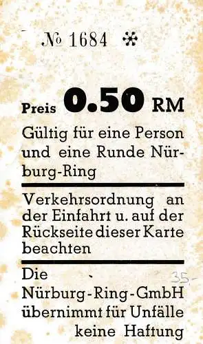 Carte pour 1 tour sur le NÜrburgring, 0,50 RM