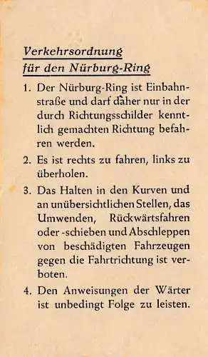 Karte für 1 Runde auf dem NÜrburgring, 0,50 RM