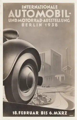 Spécial AK de l'Internat. Exposition automobile Berlin 1938 avec des pylônes radio