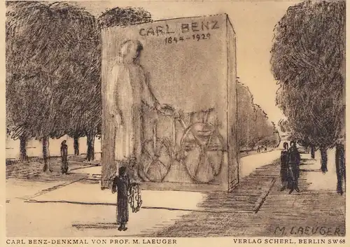 Ansichtskarte Carl Benz Denkmal-Mannheim 1933