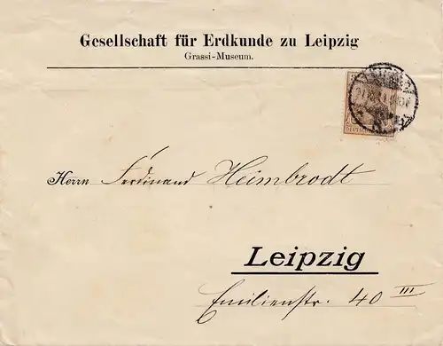 Bergbau: Brief der Gesellschaft für Erdkunde Leipzig 1911