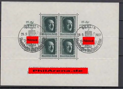 Reich allemand: Block 11 cacheté: percée avec BPP Attest