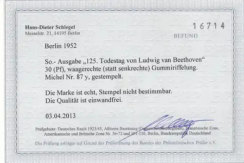 Berlin 85y, cacheté avec un résultat BPP