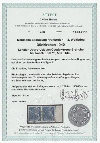 Frankreich: Dünkirchen: MiNr. 3II, postfrisch