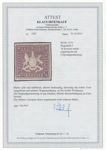 Württemberg: MiNr. 42b **