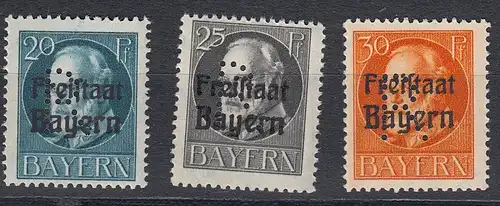 Bavière: Freistaat Min. 25-31, BPP signé avec trou R - Perfin