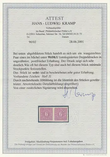 SBZ: Min. 9b DKU, **, couple horizontal avec BPP Attest