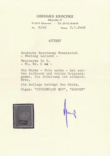 France: Lorient: Min. 6, **, Signé BPP Pickenpack et Roumet