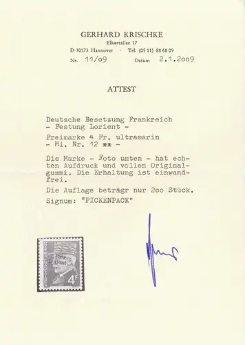 France: Lorient: Min. 12 **, Signé BPP Pickenpack, Roumet