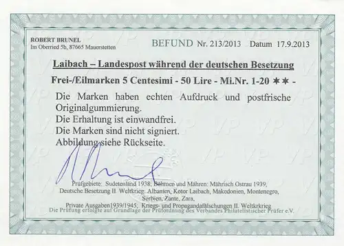 Laibach: MiNr. 1-20, **