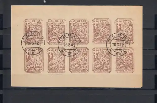 Dt. Besetzung Russland: MiNr. 14-16 - Kleinbogen, gestempelt mit Plattenfehler