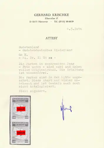 Besetzung II. WK: Sudetenland, **, MiNr. II UM, Niederland