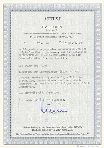 Generalgouvernement (GG) MiNr. 57 P3, BPP Attest