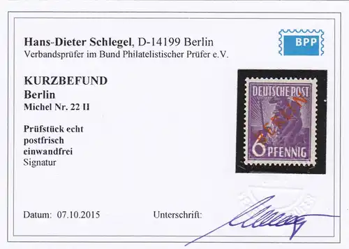 Berlin: Min° 22 II, **, BPP résultats