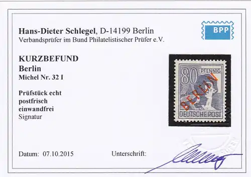 Berlin: MiNr. 32 I, **, BPP Befund