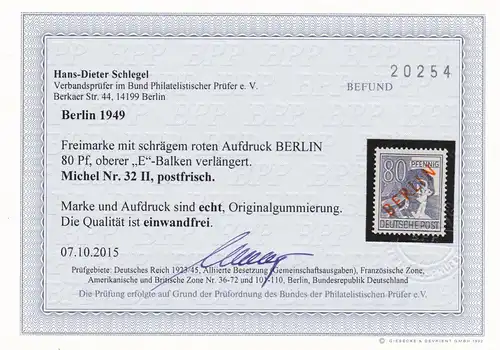 Berlin: MiNr. 32 II, **, BPP Befund