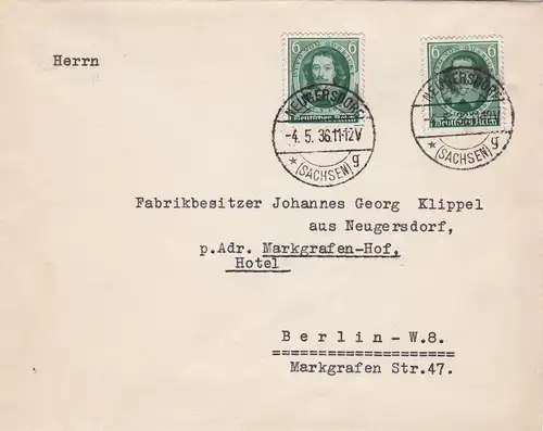 III. Reich: MiNr. 608 FDC de Neugersdorf à Berlin