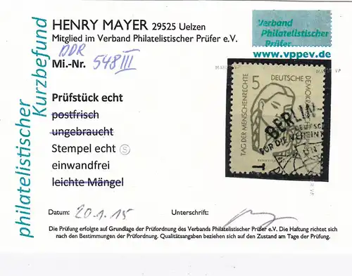 DDR: MiNr. 548 III, gestempelt