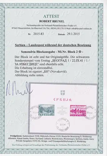 Bes. II. WK: Serbien: Block 2, FDC