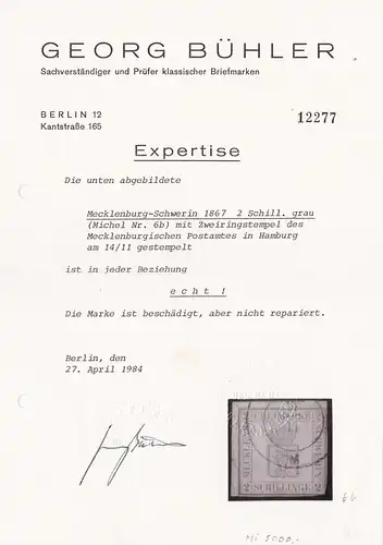 Mecklembourg-Schwerin 1867: MiNr. 6b, cacheté