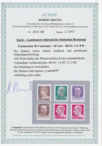 Courrier allemand: MiNr. 1-6, **, BPP signé, frais de port