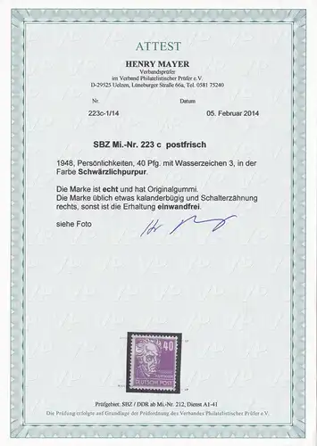 SBZ: MiNr. 223c, **, postfrisch