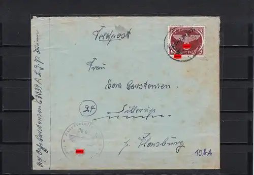 Feldpost MiNr. 10A auf Brief nach Flensburg 1945, FPNr. 08033A
