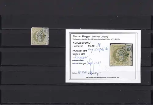 Hannover: Michel Nr. 18, gestempelt, BPP Befund