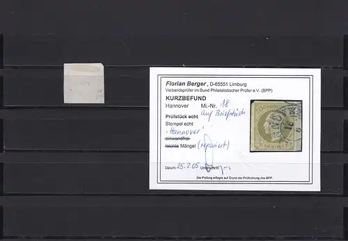 Hanovre: Michel no 18, cacheté, résultat BPP