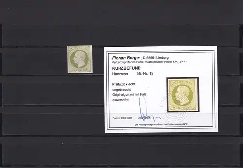 Hannover: MiNr. 18, *, BPP Befund