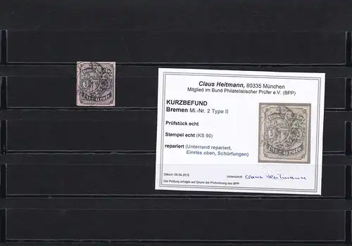 Bremen, Min. 2, Type II, cacheté, BPP