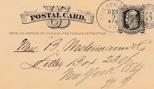 Postal Card Philadelphia 1879, bookseller, Publisher, Bücher