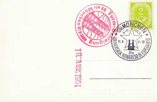 AK München, Turmbesteigung, Kongreso de Esperanto 1951