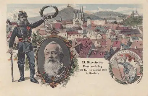 XI Journée Bayrie des pompiers Bamber 1910, carte de vue