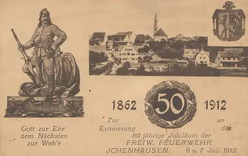 Ansichtskarten Ichenhausen Feuerwehr Jubiläum 1912