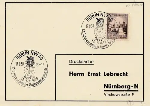 Berlin: Congrès d'Horticole Internat 1938 après Nuremberg