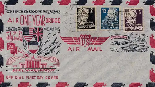 US Air Mail - Berlin-Frankfurt -SBZ One year air bridge 23.6.1949: Berlin