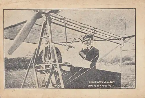 Ansichtskarte Aviatdrul A. Vlaicu, Mort la 31.8.1913 Flugzeug