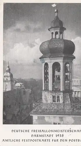 AK 1935 Championnat de football gratuit Darmstadt, Postballon