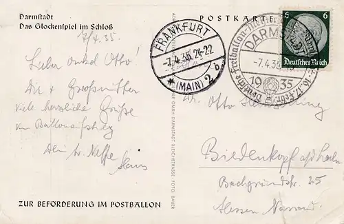 Deutsche Ballonpost Championnat Darmstadt 1935