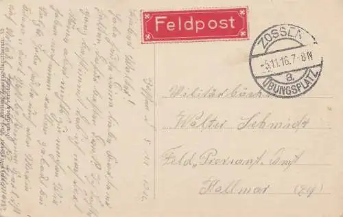 Truppenlager Zossen-Feldpost Übungsplatz- Doppeldecker, Kaserne 1916